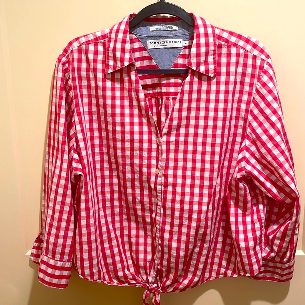 Tommy Hilfiger Shirt Women Size 
1X Gingham Checked Shirt
